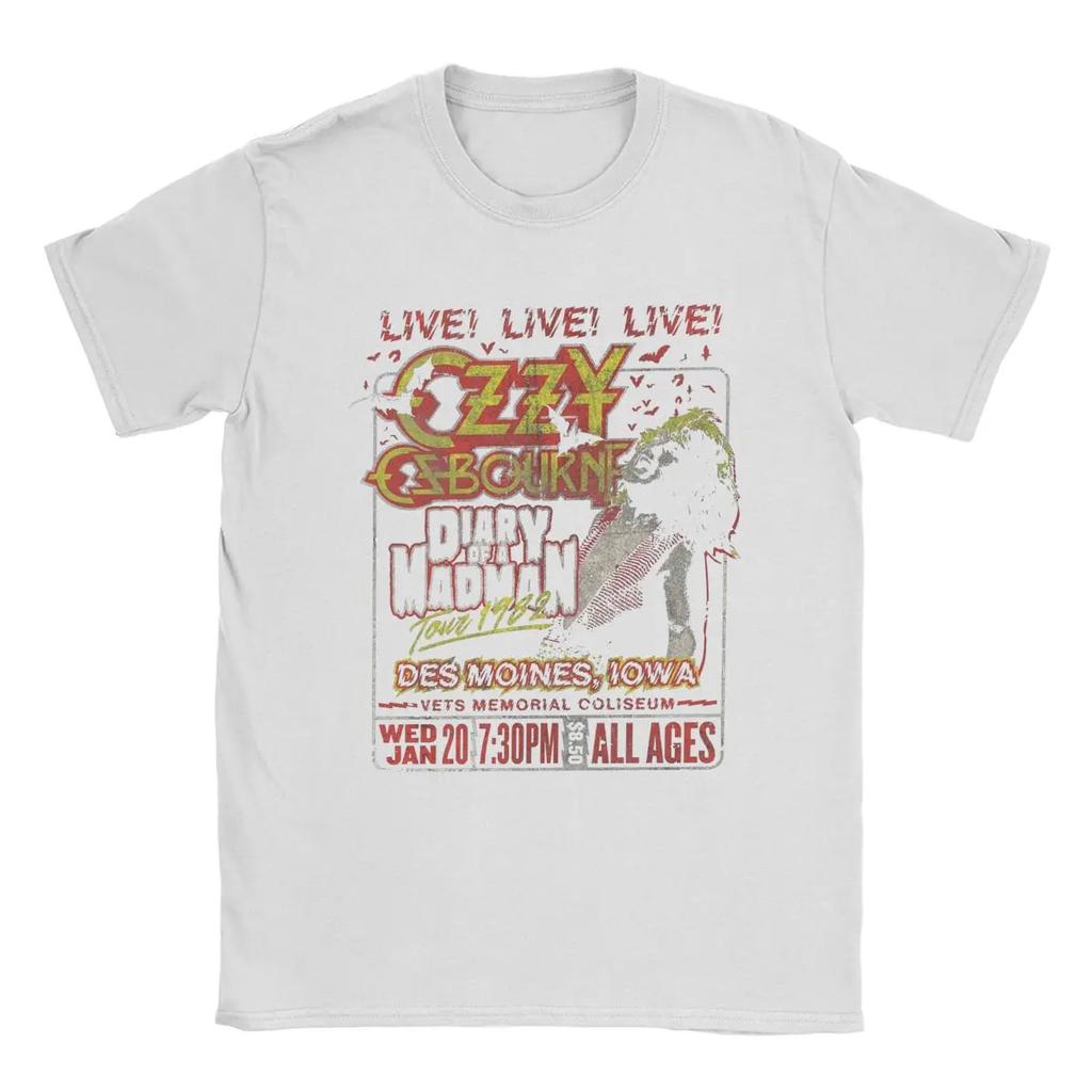 Casualowe na żywo dla wszystkich grup wiekowych Dziennik Ozzy'ego Osbourne'a Koszulki dla mężczyzn Okrągły dekolt Czysta bawełna T-shirt Krótki rękaw T-shirt Duże rozmiary Topy