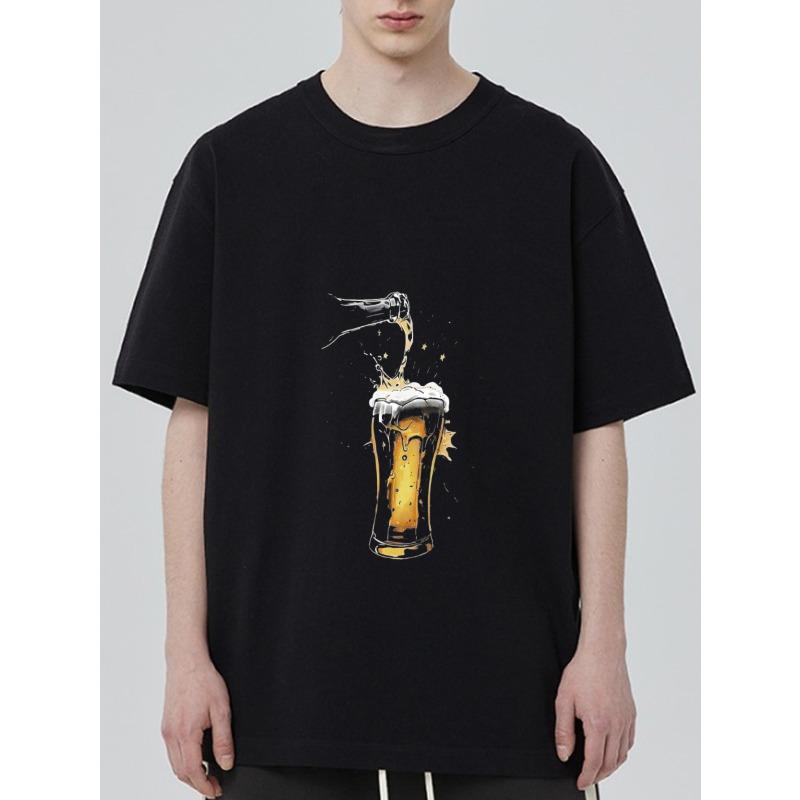 

Black T Shirt With Beer Pouring Graphic Design For Casual Wear XXXXL чёрный