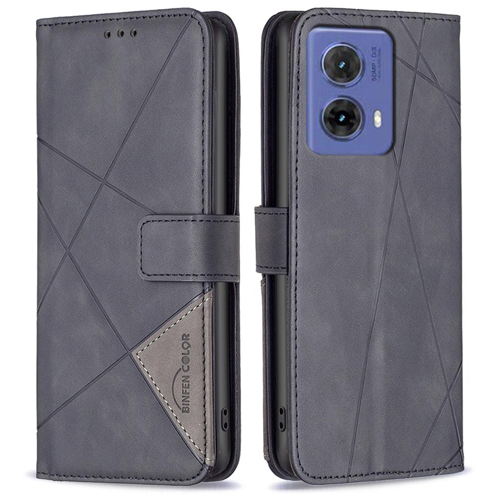 

BINFEN COLOR Для Motorola Moto G85 5G/S50 Neo 5G Чехлы для телефонов Кошелек Подставка Геометрический отпечаток Кожаная обложка Black