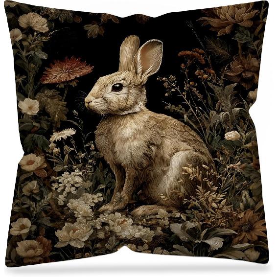 Vintage Floral Deer Pillow Covers, Cottagecore Room Home Decor, Art Nouveau Botanical Forest Deer Decorative Pillow Covers for Home Bedroom Living