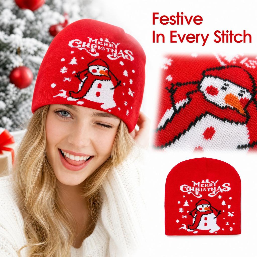 Unisex Christmas Knitted Hat for Men Women Fall Winter Holiday Party