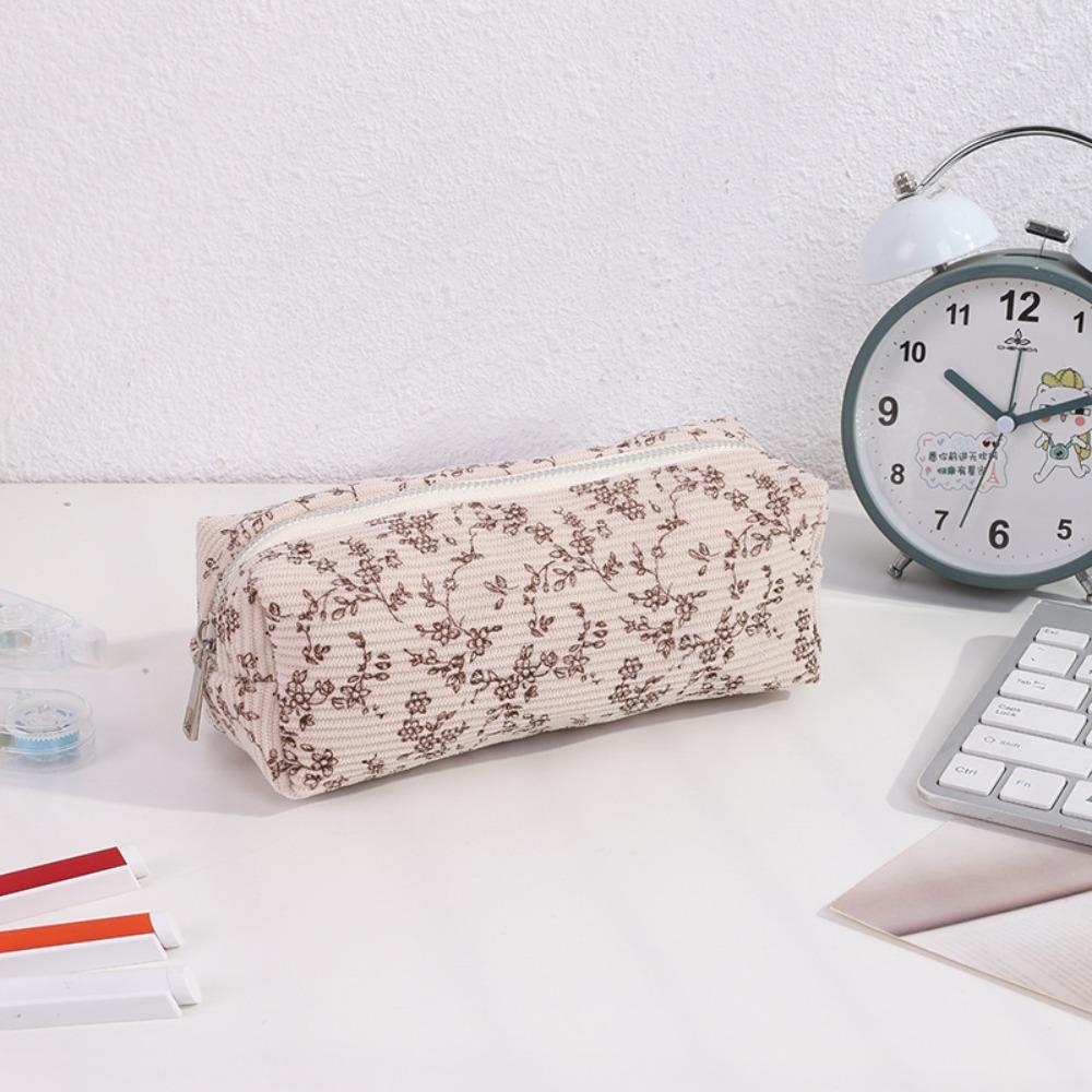 High Quality Fresh Floral Pen Bag Portable Multifunctional Pencil Case Large Capacity Stationery Organizer School Office