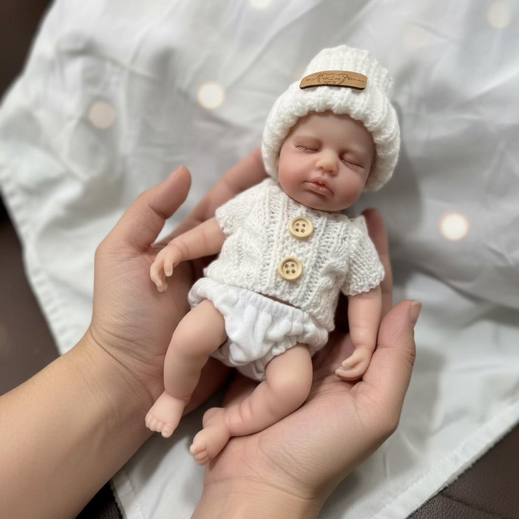 

8 White Wool Hat Full Silicone Realistic Doll Christmas Gift for Children 8 inches як показано кольору
