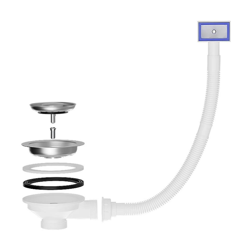 Overflow Protected Kitchen Sink Drain Downcomer 110114MM Stainless Steel Strainer with Pull Up Drain Mechanism