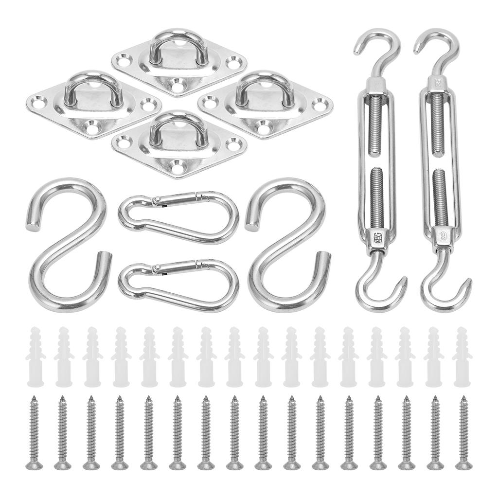 42pcs set Stainless Steel AntiRust Sun Shade Sail Hardware Kit for Outdoor Patio Garden Rectangle Square Triangle Sun