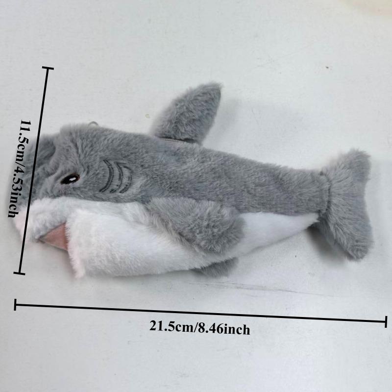 Pencil Pouch, Plush Cartoon Shark Pencil Case, Large Capacity Bag, Zipper Cute Pen Holder for School Office Home