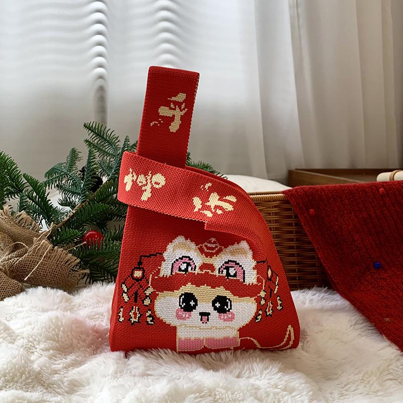 2025 Year of the Snake Knitted Festive Gift Bag: Creative and Practical for Weddings, Company Gifts, and Candy Souvenirs.
