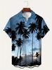 Summer Essential! Tropical Sunset Sailing Print Short Sleeve Shirt, Casual Beach Shirt