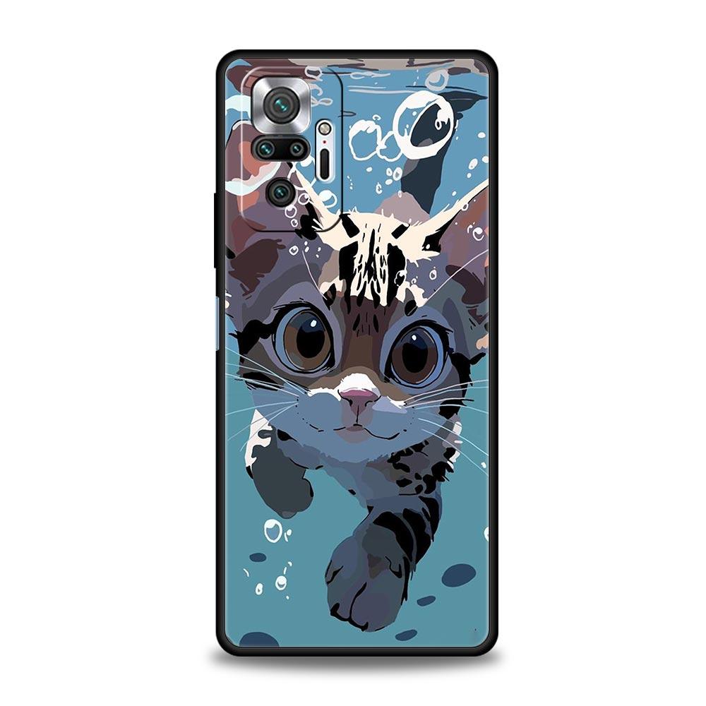 

Чехол для телефона для Xiaomi Redmi Note 13 12 5G 9S 9 8 10 11 Pro 9T 13C 12C 10C 9C 9A 7 Pro Мягкая крышка мультяшный милый кот Арт мода Redmi 9