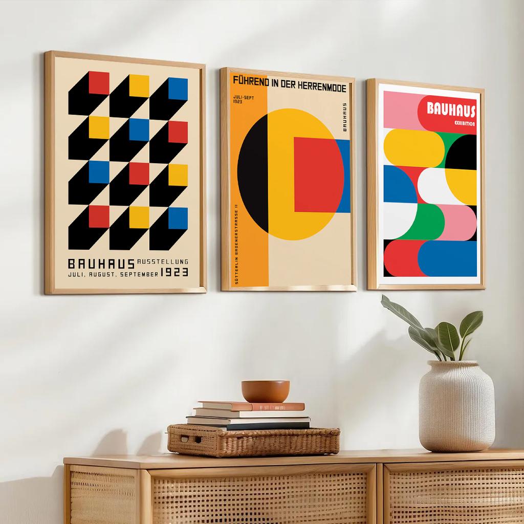Minimalist Bauhaus Eyes Canvas Print Mid Century Bauhaus Music Vinyl Geometric Wall Art Poster for Modern Living Room Home Decor