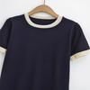 Fashion Style 2024 Autumn New Women's Clothing Plain Stitch Black, Short Sleeve round Neck Short Dress 5536105