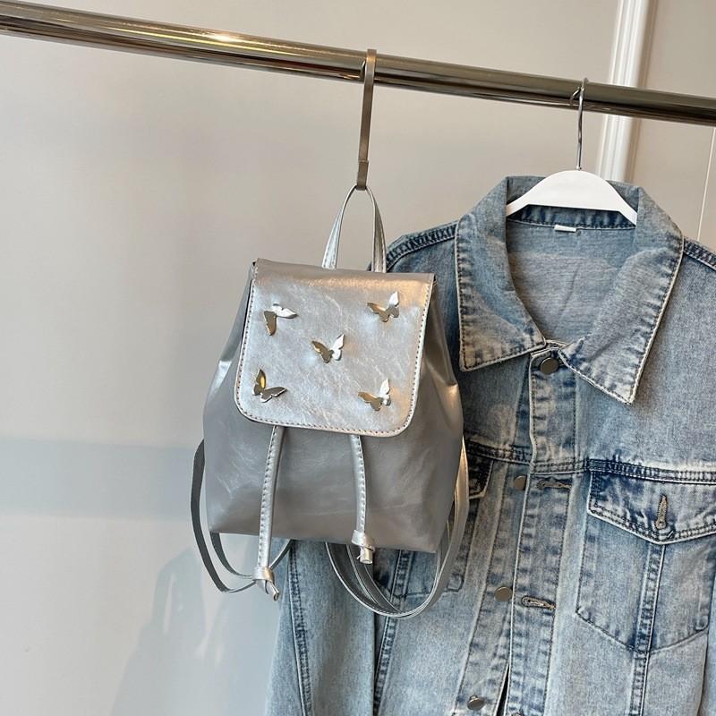 

Fashionable Pu Leather Dual Shoulder Backpack For Women Perfect For Summer Outings Silver