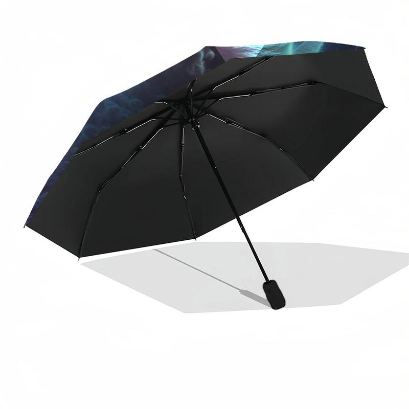 1pc Galaxy Cat Outdoor Umbrella - Automatic Opening/Closing, Portable 3-Fold Design with 8-Bone Iron Frame, Perfect Gift for Fans and Travelers.L023