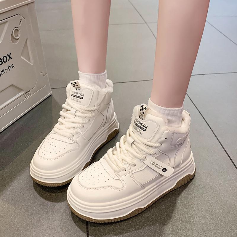 High-top shoes winter velvet warm large cotton shoes thick baseplate shoes casual sports shoes snow boots