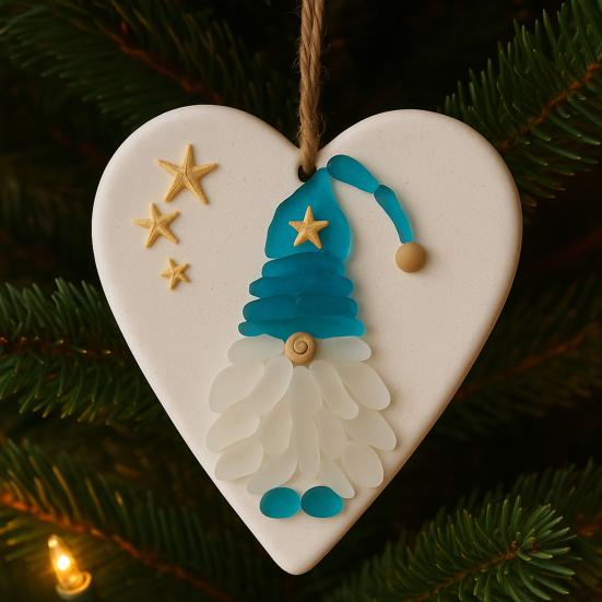 1/2Pcs Christmas Pendant Heart Shape Gnome Santa Claus Pattern Charm Festive