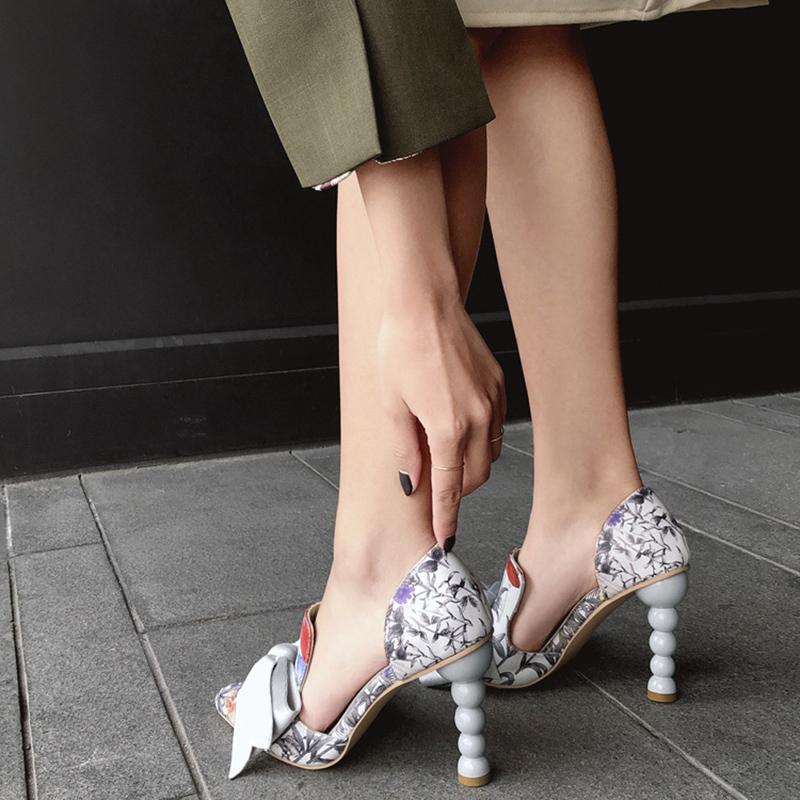 New Butterfly -Knot Pointed Toe Pumps Women Sexy Stiletto High Heels Women Party Wedding Shoes Women Printing Femmes Chaussures