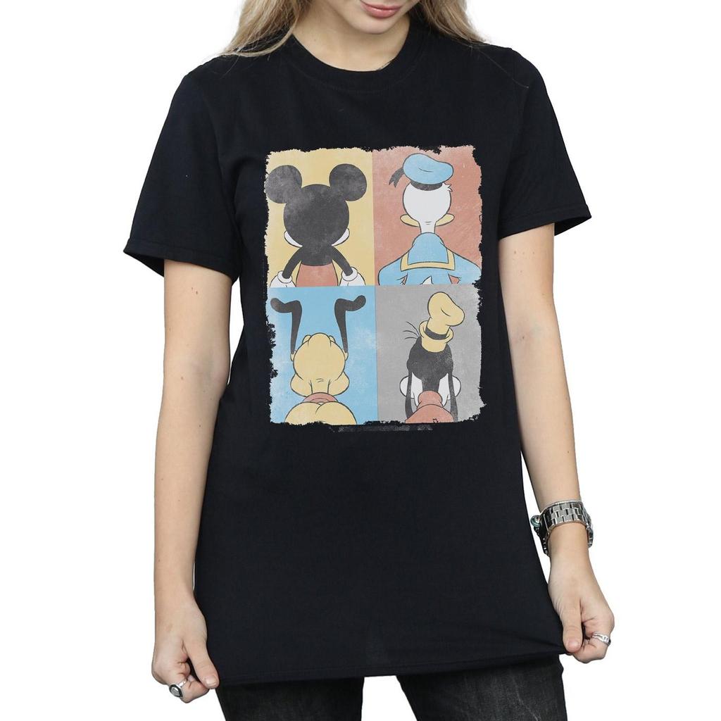 Disney Womens/Ladies Mickey Mouse Four Backs Cotton Boyfriend T-Shirt