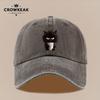 Pc Wütende flauschige schwarze Katze Muster Hut Vintage distressed Druck Baseballkappe Verstellbare Größe Bequem und leicht Sui