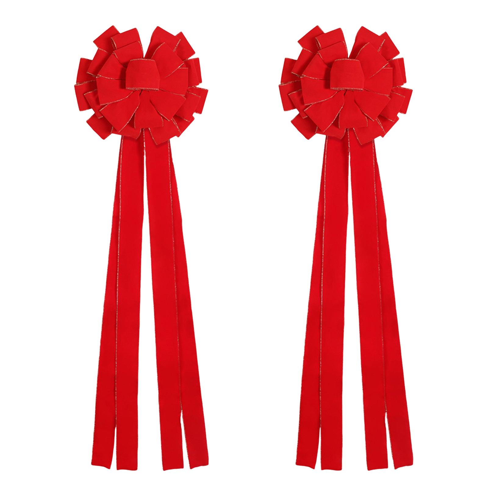 

Рождественские украшения Флокированный красный бант Бархатные елочные украшения One Size