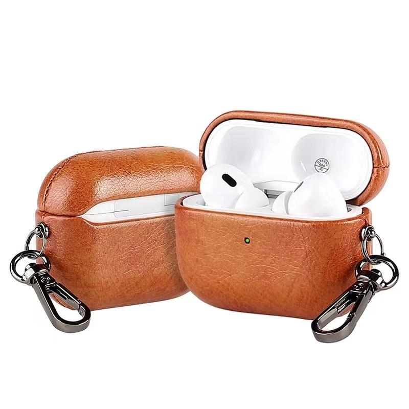 Luxury Oil Leather Headphone Case For Airpods 1 2 3 4 Pro2 Pro3 Bluetooth Case Business PC Hard Shockproof Earphone Cover Funda