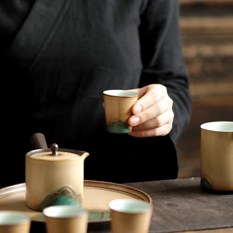 45ml Kiln Change Glaze Ceramic Tea Cup Landscape Kung Fu Tea Set