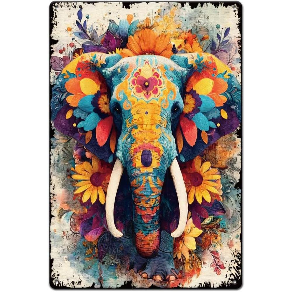 

Metal Elephant Sign Vintage Tin Poster Animal Art Plaque for Home Decor 20x30cm небо синє кольору