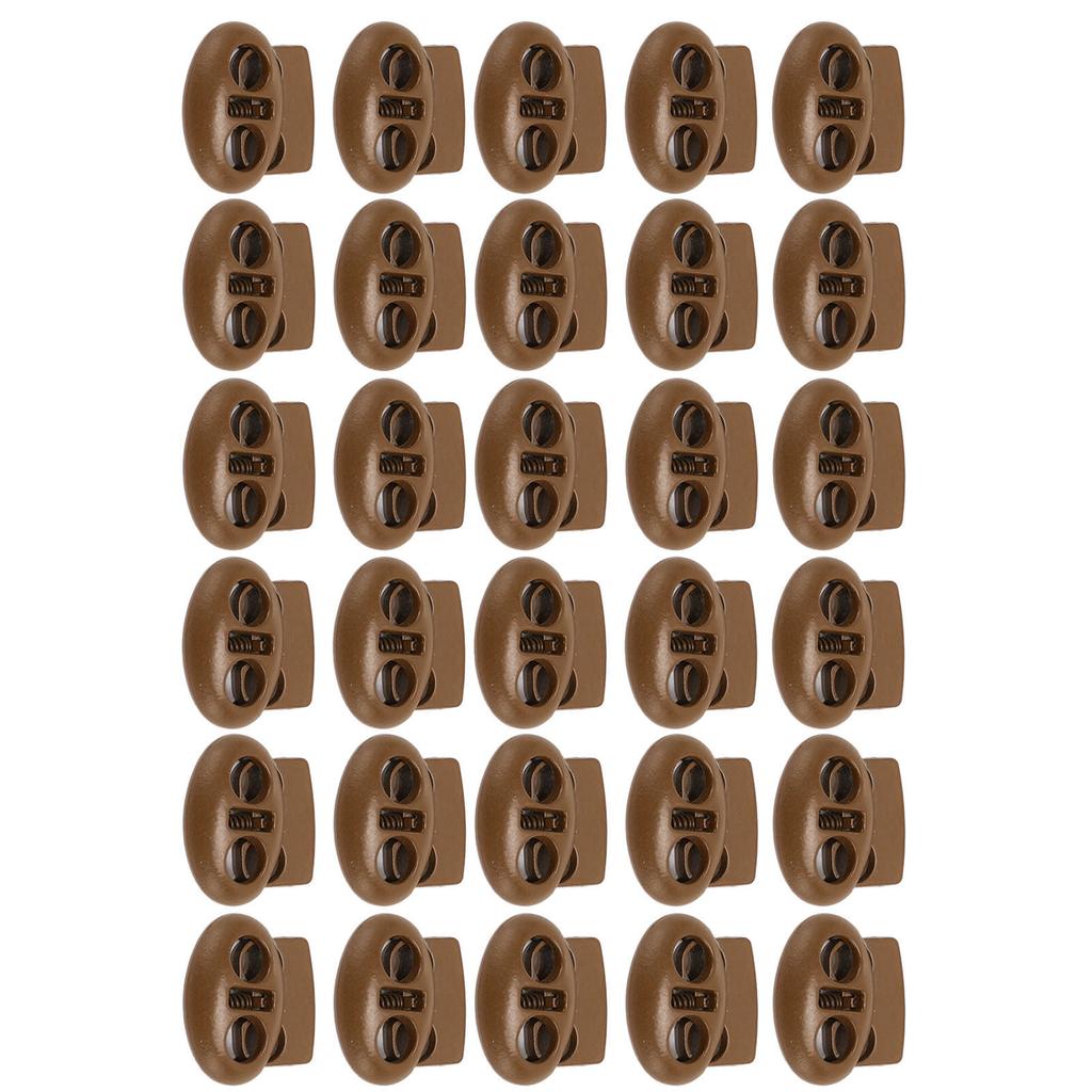 30pcs Spring Cord Lock Multipurpose Double Hole Spring Toggle Stopper for Shoelace Drawstrings Paracord Bags Clothing