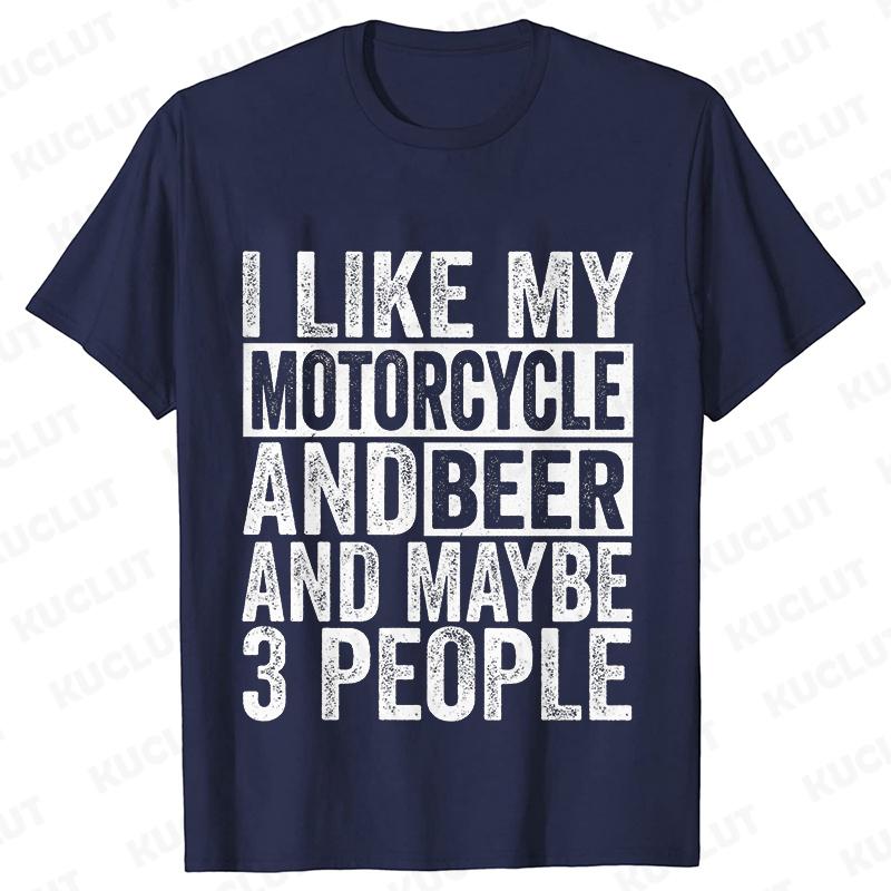 I Like My Motorcycle and Maybe 3 People T-Shirts Men Casual Loose Clothing Oversized Summer Fashion Tops Cartoon Mens Tshirts