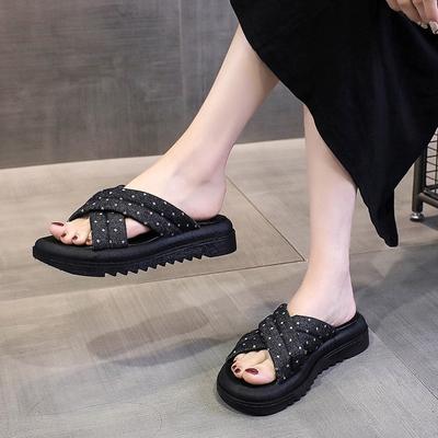 Fashion 2024 Summer New Women's Shoes Fashion Cross Wave Point Comfortable Thick Sole Slippers Shoes for Women Zapatos De Mujer