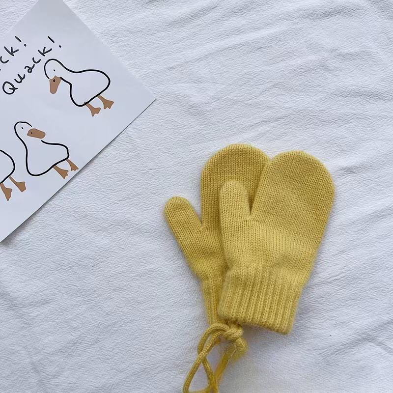 Wolle Baby Winterhandschuhe Candy Color Halfter Kinderfäustlinge für Kinder Mädchen Jungen Accessoires Warme gestrickte Kinderhandschuhe