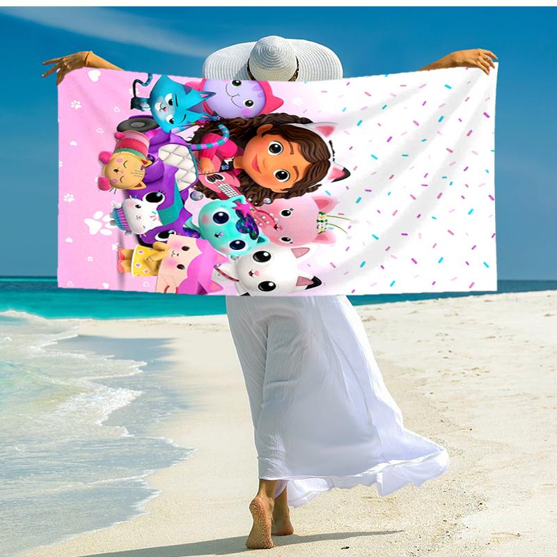 Ultra-Soft Beach Towel with Gabby's Dollhouse Theme,Ideal for Pool - Camping, Diving - Perfect Travel Essential, Vibrant Beach Towel.