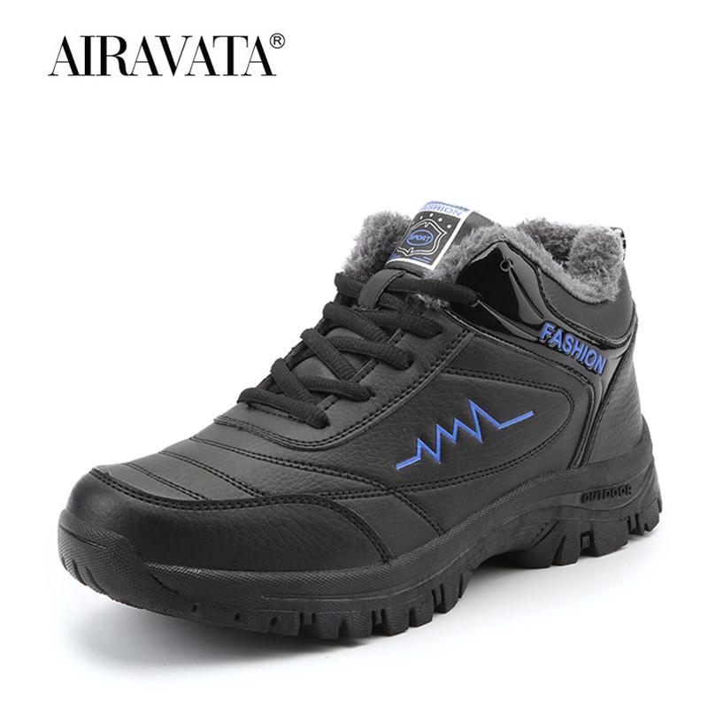 

Мужские зимние ботинки Модные повседневные теплые плюшевые туфли на открытом воздухе до щиколотки Походная обувь 45 синий