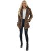 Damen Herbst und Winter Langarm Leopardenmuster Lose Plüschjacke mit Taschen