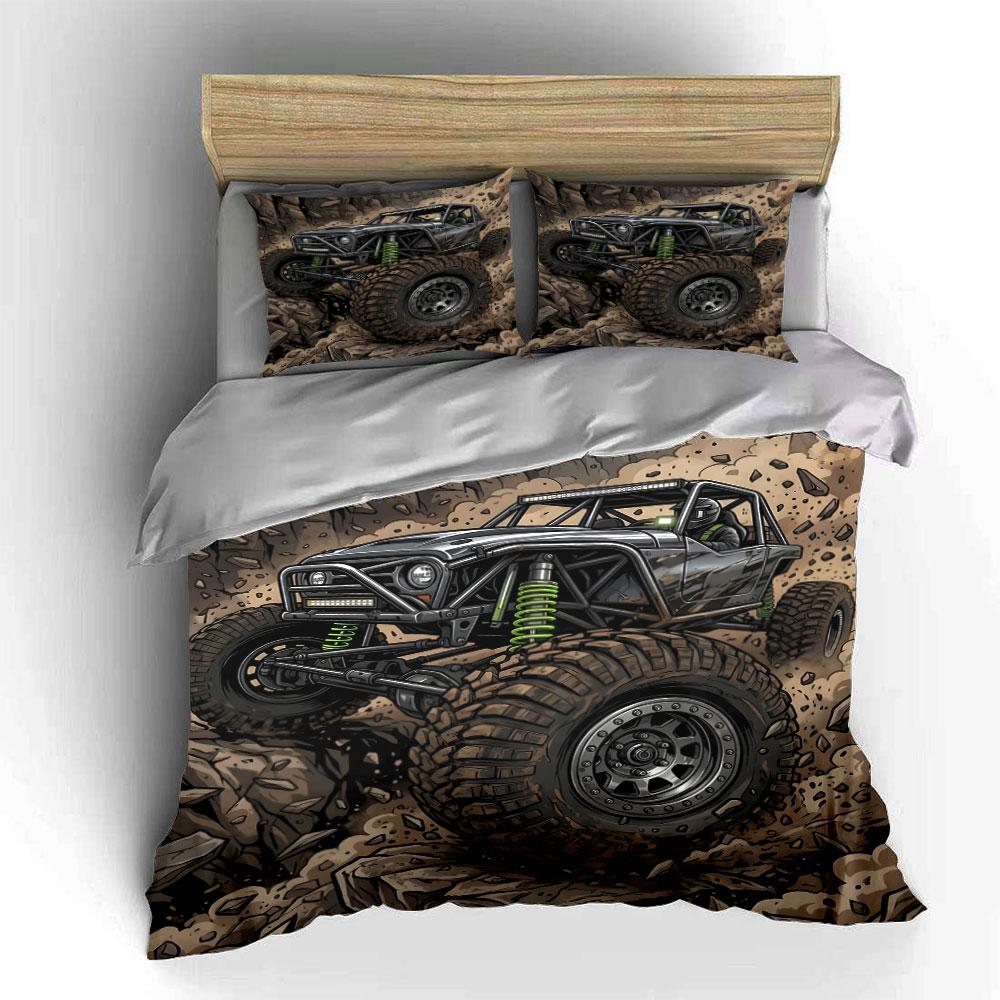 Rock Crawler Conquering Rugged Terrain Print Bedding Set 1 Duvet Cover 2 Pillowcases for Adult and Children Luxury Gift