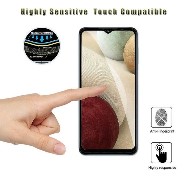 Film de protection en verre trempé - Samsung - A12 - Pack de 2 - Anti trace - Résistance 9H