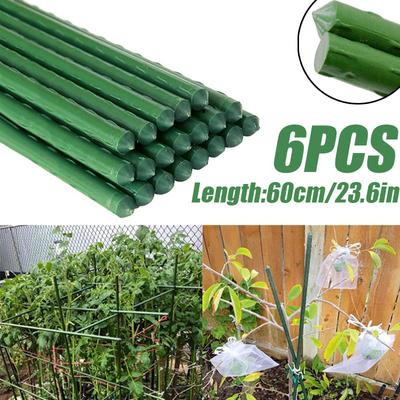 60cm/23in Length Plant Stakes Gardening Pillar Plastic Coated Steel Pipe for Supporting Indoor Plants Flowers and Vegetables