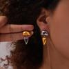 Design Female Hip-Hop Personality Trend Titanium Steel Plated 18K Gold Geometric Devil'S Eye Fringed Earrings Set