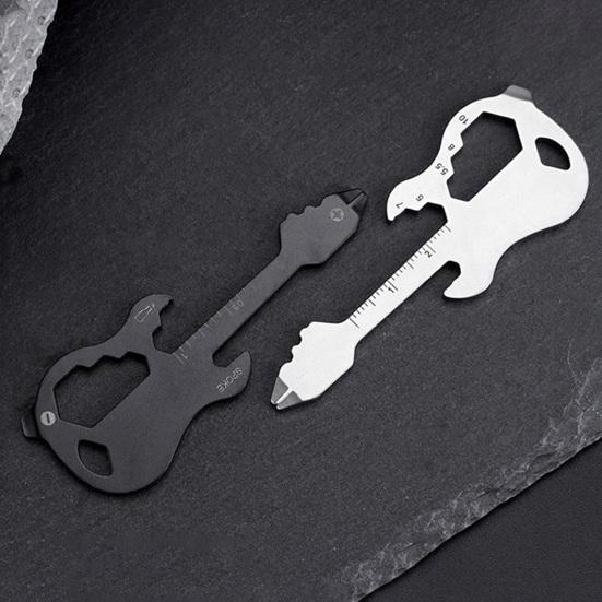 Guitar Shape EDC Screwdriver 12 in 1 Universal with Scale Multifunctional Carbon Steel Rust Resistant EDC Bottle Opener Home