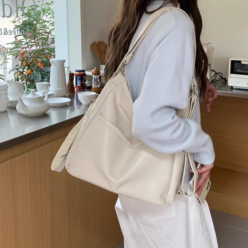 Soft Leather Bag Women's Large Capacity Commuter Tote Bag Multi-functional Backpack Diagonal Schoolbag