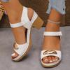 Women's Fashion Sandals Summer Coarse Heel Leisure Comfortable Retro Outdoor Beach Cool Pumps Open Toes Elegant Sandals