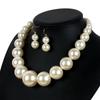 Elegant Large Pearl Necklace Set Exaggeration Neck Jewelry Big Ball Beads Chain Choker  Wedding
