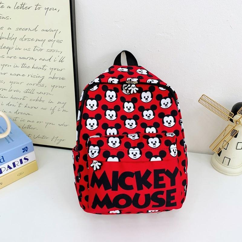 Mickey Mouse Letter Print Kids Cartoon Canvas Backpack For Preschool And Daily Use
