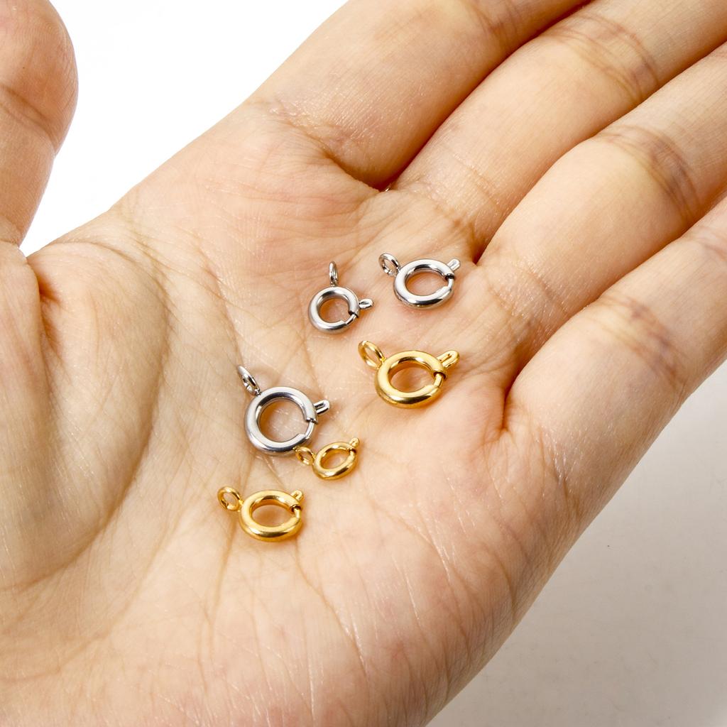 5pcs 304 Stainless Steel Spring Ring Clasps Round Multicolor Buckle Bracelet Necklace Chains Clasps Jewelry Findings