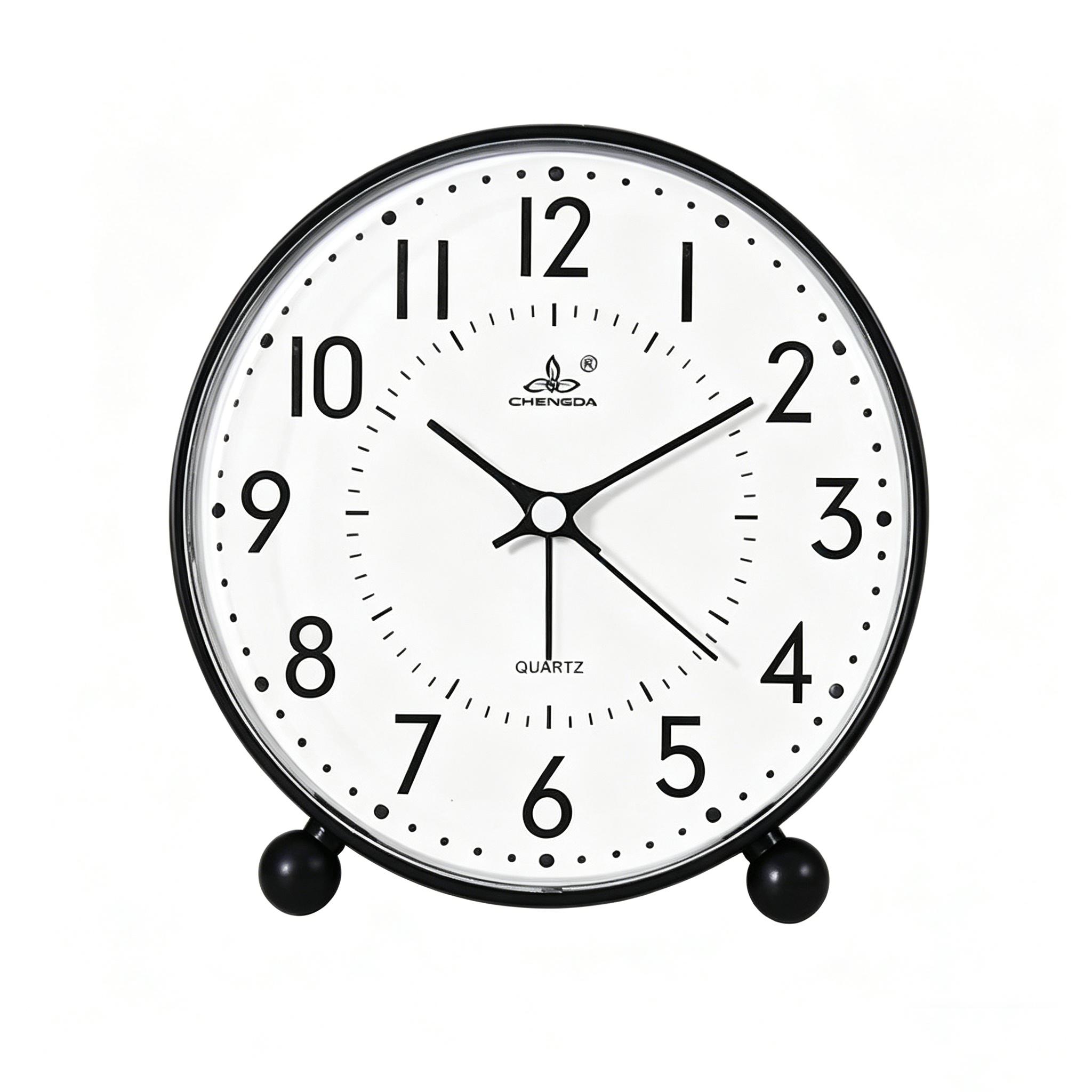 5 Inch Analog Alarm Clock Round Quartz Clock Non-Silent Battery Powered Wall Clocks Tabletop Clocks for Bedroom Office Home