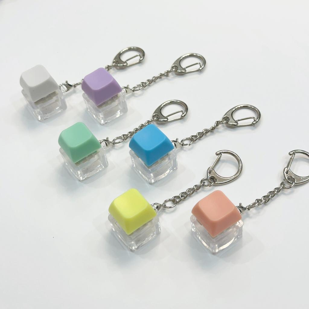 LED Keyboard Keychain Mechanical Button Fidget Key Switch Caps Finger Toys Relief Stress Small Gifts Car Key Ring For Adults