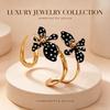 Enamel Glaze Flower Open Bangle Polka Dot Adjustable Bracelet Floral Bracelet  Birthday Gift