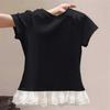 New Arrivals Open Run Women Lace Frill Slim FiT ShorT Sleeve T shirT
