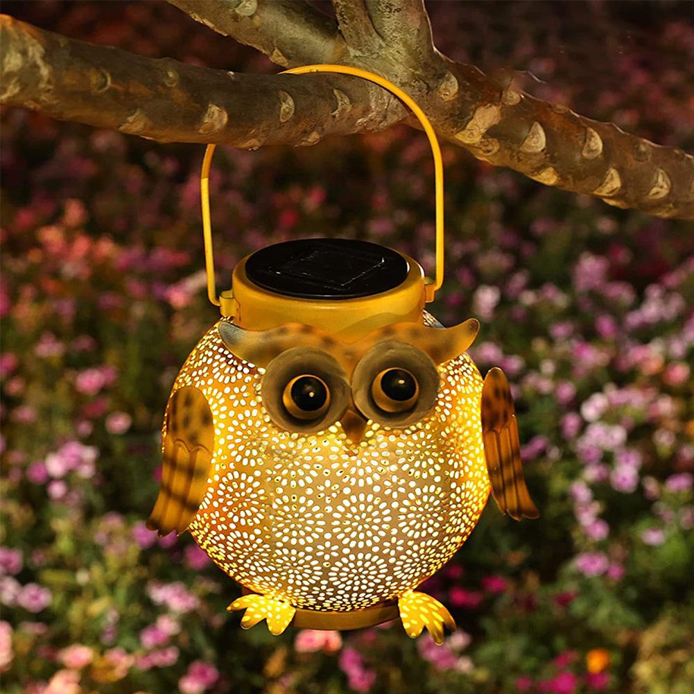 Iron Art Garden Decorative Light 600mAh Hollow Owl Shape Light Warm Light Villa Garden Decoration Lamp Landscape Atmosphere Lamp