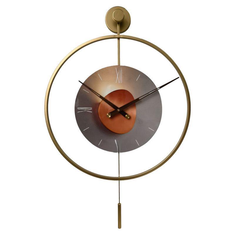 Spanische leichte, luxuriöse, schlichte Wanduhr: Kreatives Eisenring-Design mit modischer Schaukelfunktion für die Inneneinrichtung.