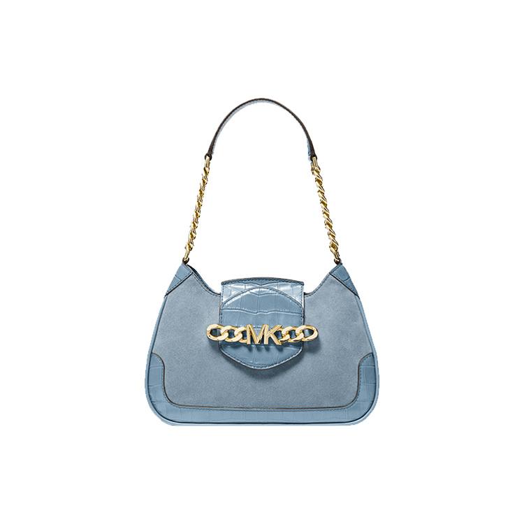 

New MICHAEL KORS Hally Cow Leather Shoulder Bag Women s Light Blue 30F1G2HL1S-464 26.9*6.1*19.1CM